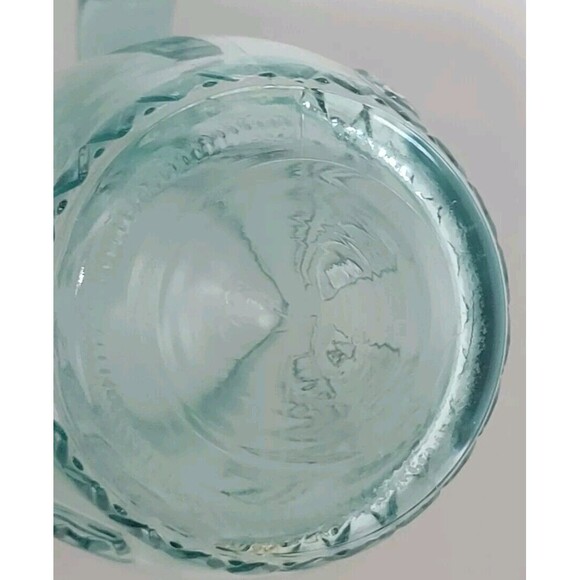 Vintage Vetreria Etrusca Pitcher Thick Green Glass Raised Palm Trees Italy READ - Picture 7 of 11